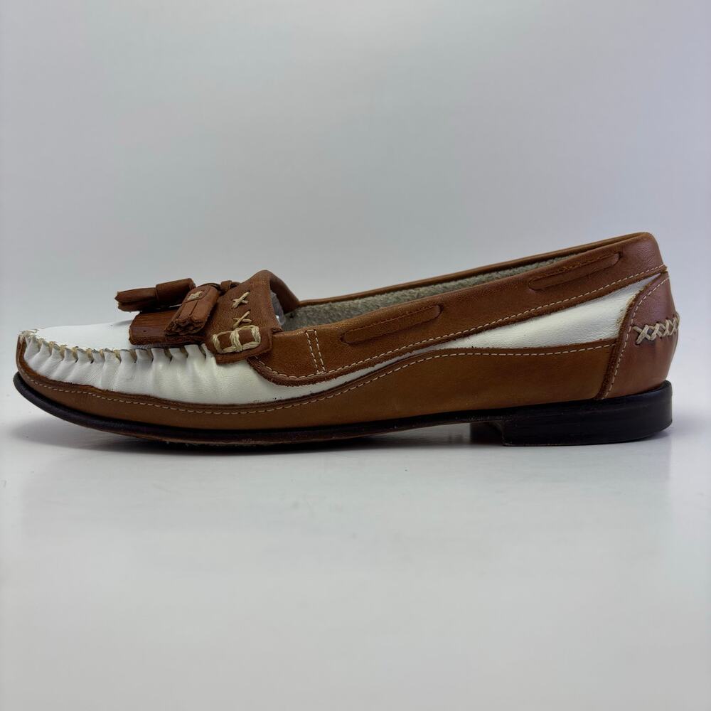 CIRCLE S Vintage “Lion” Fringe Slip On Leather  Loafers Womens Size 8M